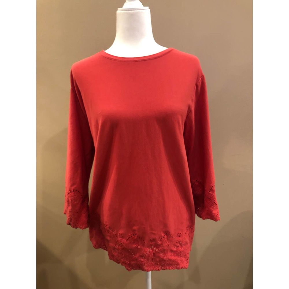 J.Jill Orange Top with Cut Out Detail, Size 3X